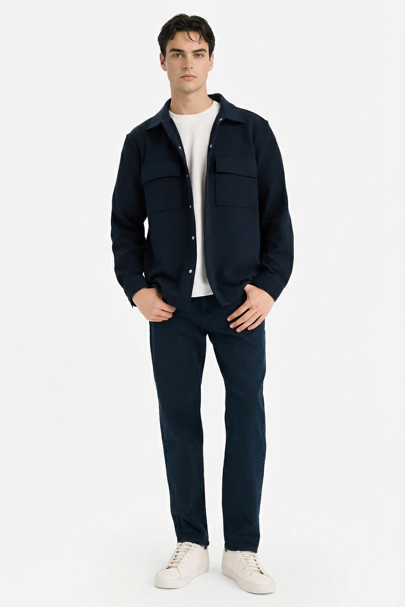 ديفاكتو جاكيت قميص تويل قصة عادية بجيب - Image 2